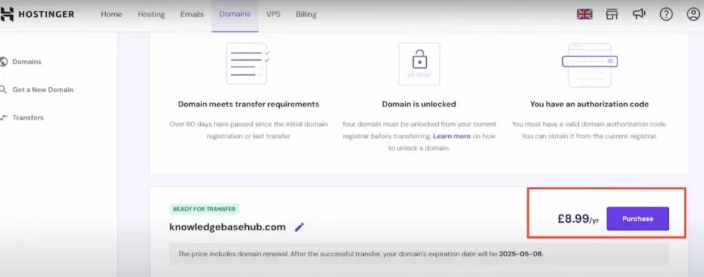 how to transfer domain from godaddy to hostinger
