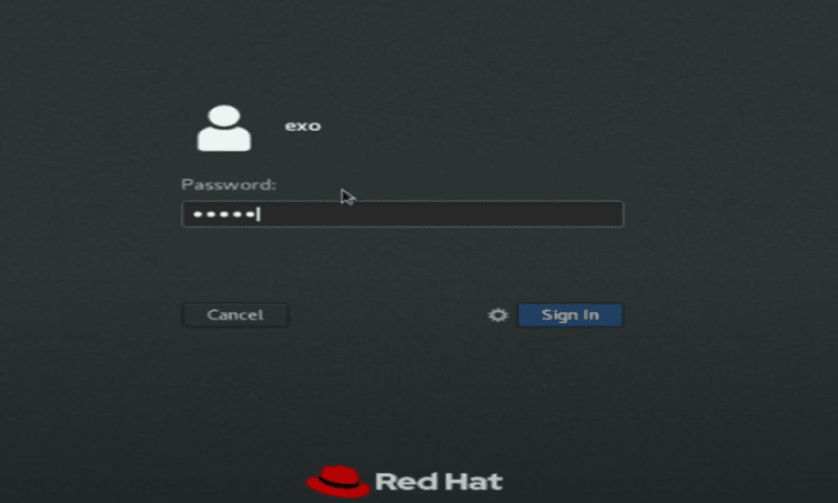 Login Screen of RHEL 8.3 after the installation you will see the red hat linux 8 login screen with your Username click on the username and enter the password you entered