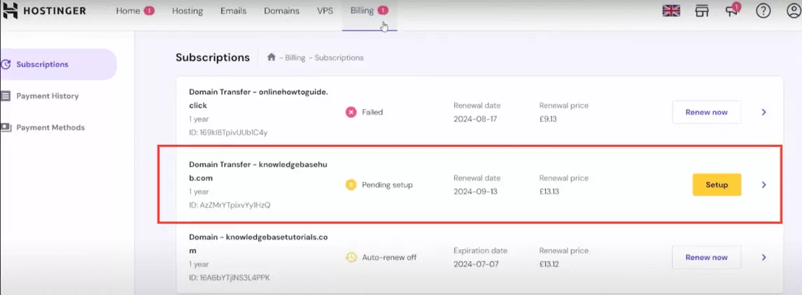 how to transfer domain from godaddy to hostinger
