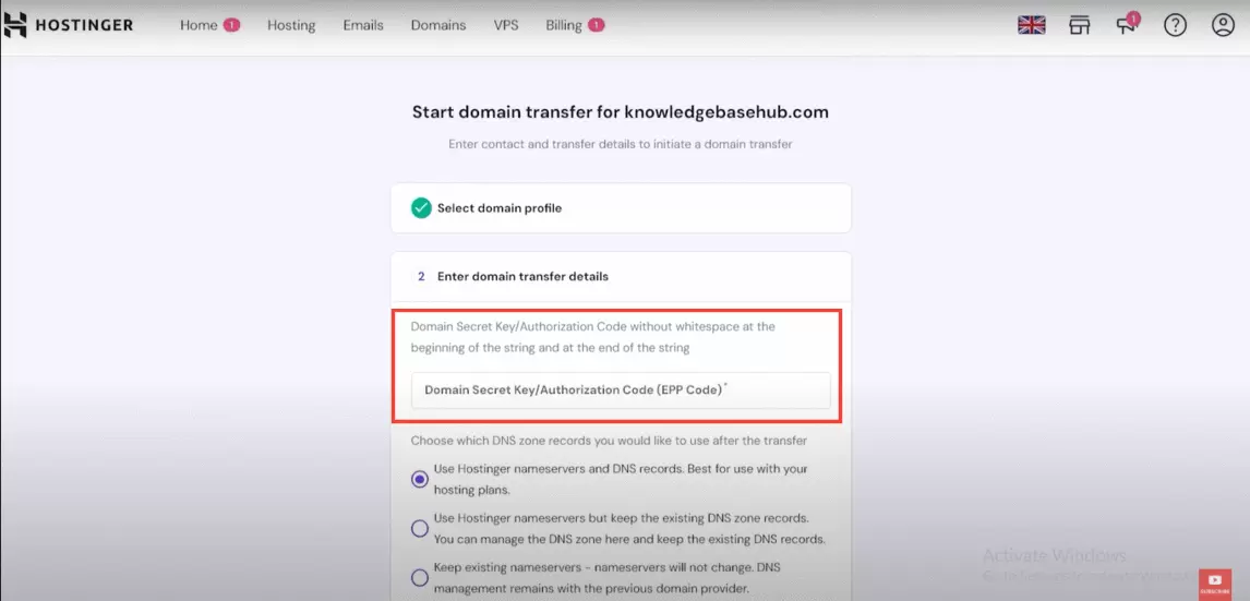 how to transfer domain from godaddy to hostinger
